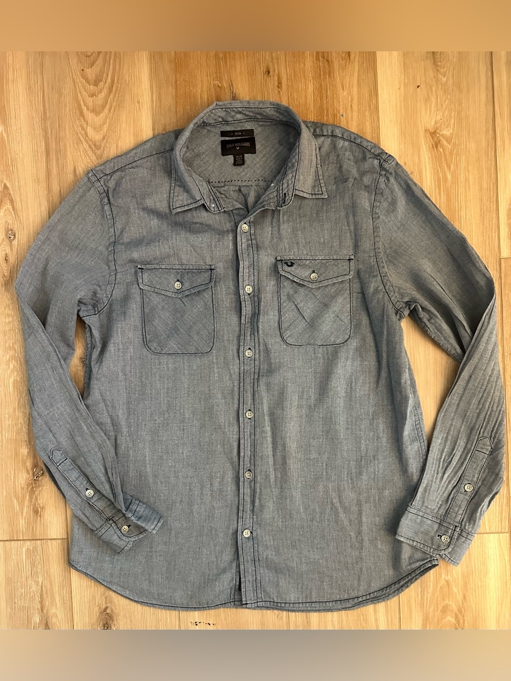 True Religion Slim Fit Chambry Shirt XL